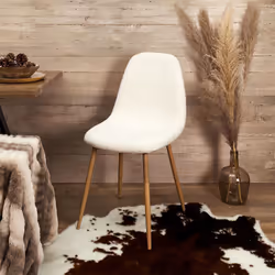 Fjard - Lot de 4 Chaises Blanches Tissu Bouclettes - Blanc