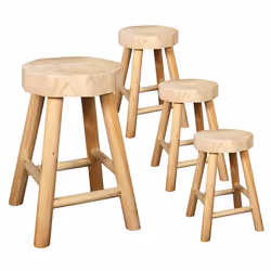 VOLNA - Lot de 4 Tabourets en Bois de Paulownia