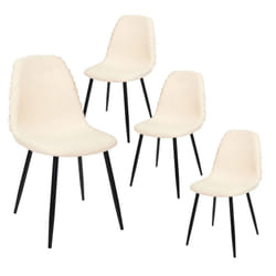 Wap - Lot de 4 Chaises Blanches à Motifs Pieds Noirs - Blanc