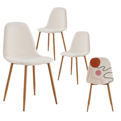 Wap - Lot de 4 Chaises Motifs Colorés Pieds Effet Bois - Blanc