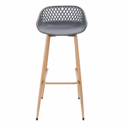 Tressie - Lot de 4 Tabourets Gris Pieds Effet Bois Verni - Gris anthracite - Vue supplémentaire 6