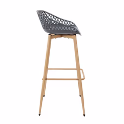 Tressie - Lot de 4 Tabourets Gris Pieds Effet Bois Verni - Gris anthracite - Vue supplémentaire 7