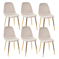 Holla - Lot de 6 Chaises Taupe Motif Ecailles Piétement Gold - Taupe