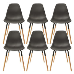 Fluk - Lot de 6 Chaises Polypropylène Noir et Bois