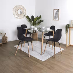 Fluk - Lot de 6 Chaises Polypropylène Noir et Bois