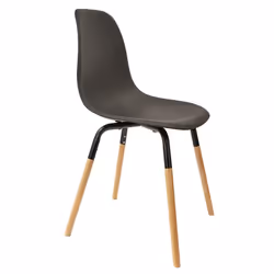 Fluk - Lot de 6 Chaises Polypropylène Noir et Bois