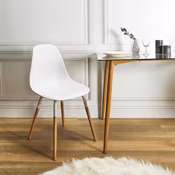 Fluk - Lot de 6 Chaises Polypropylène Blanc et Bois - Blanc - Vue supplémentaire 4