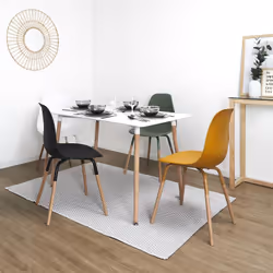 Fluk - Lot de 6 Chaises Polypropylène Blanc et Bois - Blanc - Vue supplémentaire 5