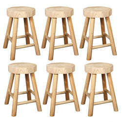 VOLNA - Lot de 6 Tabourets en Bois de Paulownia