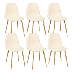 Wap - Lot de 6 Chaises Blanches à Motifs Pieds Effet Bois - Blanc