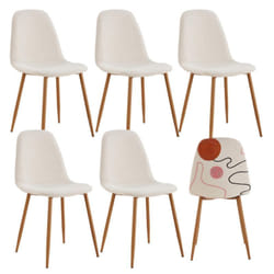 Wap - Lot de 6 Chaises Motifs Colorés Pieds Effet Bois - Blanc