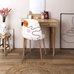 Wap - Lot de 6 Chaises Motifs Colorés Pieds Effet Bois - Blanc