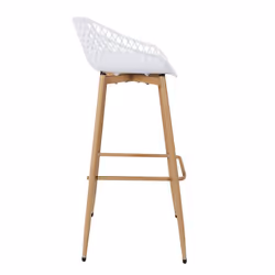 TRESSIE - Lot de 6 Tabourets Blancs Pieds Effet Bois Verni - Vue supplémentaire 5