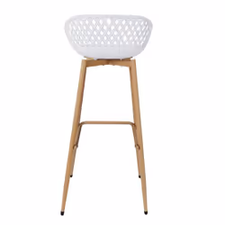 TRESSIE - Lot de 6 Tabourets Blancs Pieds Effet Bois Verni - Vue supplémentaire 6