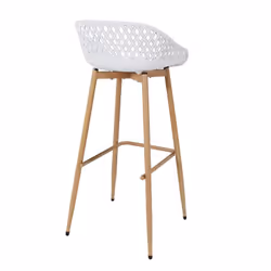 TRESSIE - Lot de 6 Tabourets Blancs Pieds Effet Bois Verni - Vue supplémentaire 7