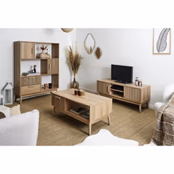 Altobuy - pajan - Bibliothèque Etagère Effet Bois avec Tasseaux - Marron clair