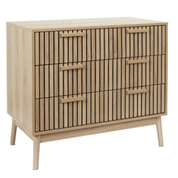 Altobuy - pajan - Commode 3 Tiroirs Effet Bois avec Tasseaux - Marron clair