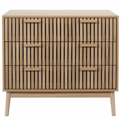 Altobuy - pajan - Commode 3 Tiroirs Effet Bois avec Tasseaux - Marron clair - Vue supplémentaire 4