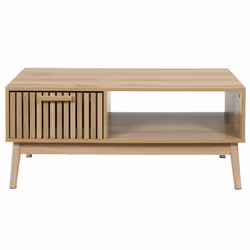 Altobuy - pajan - Table Basse 1 Tiroir Effet Bois avec Tasseaux - Marron clair - Vue supplémentaire 4