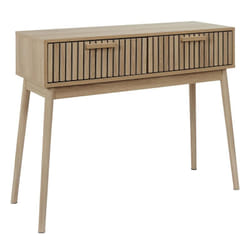 Pajan - Console 2 Tiroirs Effet Bois avec Tasseaux - Marron clair