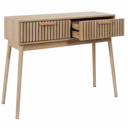 Pajan - Console 2 Tiroirs Effet Bois avec Tasseaux - Marron clair - Vue supplémentaire 4