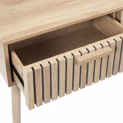Pajan - Console 2 Tiroirs Effet Bois avec Tasseaux - Marron clair - Vue supplémentaire 5
