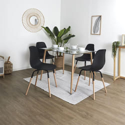 Altobuy - verana - Ensemble Table en Verre + 4 Chaises pp Noir - Noir