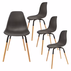 Altobuy - verana - Ensemble Table en Verre + 4 Chaises pp Noir - Noir