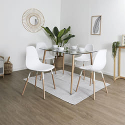 Altobuy - verana - Ensemble Table en Verre + 4 Chaises pp Blanc - Blanc