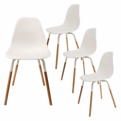 Altobuy - verana - Ensemble Table en Verre + 4 Chaises pp Blanc - Blanc