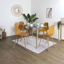 Altobuy - verana - Ensemble Table en Verre + 4 Chaises pp Jaune - Jaune
