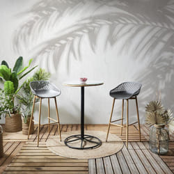 Altobuy - jakarta - Ensemble Table Haute + 2 Tabourets pp Gris - Noir