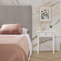 Altobuy - colina - Chevet 1 Tiroir mdf et Pin Coloris Blanc