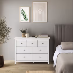 Altobuy - fred - Commode 7 Tiroirs Bois Massif Coloris Blanc - Blanc