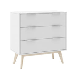 Altobuy - laupell - Commode Scandinave 3 Tiroirs Pin Massif Naturel et Blanc - Blanc