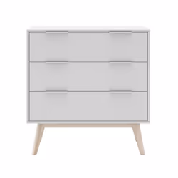 Altobuy - laupell - Commode Scandinave 3 Tiroirs Pin Massif Naturel et Blanc - Blanc