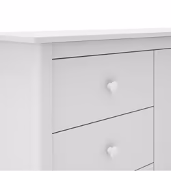 Dava - Buffet L.130cm 2 Portes 3 Tiroirs en Pin Massif Blanc - Blanc - Vue supplémentaire 4