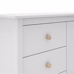 Dava - Buffet L.130cm 2 Portes 3 Tiroirs en Pin Massif Blanc - Blanc - Vue supplémentaire 5