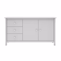 Dava - Buffet L.130cm 2 Portes 3 Tiroirs en Pin Massif Blanc - Blanc - Vue supplémentaire 6