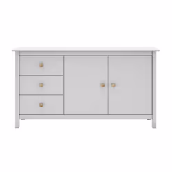 Dava - Buffet L.130cm 2 Portes 3 Tiroirs en Pin Massif Blanc - Blanc - Vue supplémentaire 7