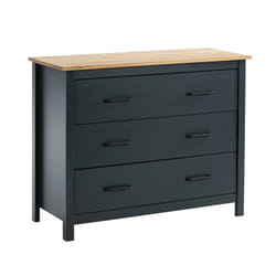 Altobuy - tina - Commode 3 Tiroirs Bois Ciré coloris Bleu Pétrole - Bleu