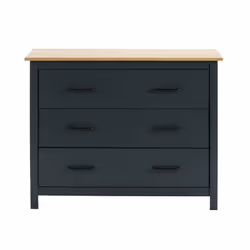 Altobuy - tina - Commode 3 Tiroirs Bois Ciré coloris Bleu Pétrole - Bleu
