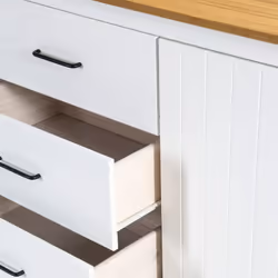 Tina - Buffet Bas 3 Portes 3 Tiroirs Bois Ciré et Blanc - Blanc