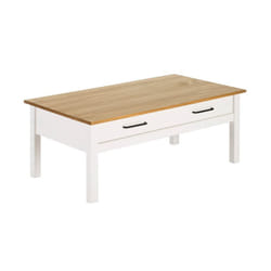 Tina - Table Basse Rectangulaire 1 Tiroir Bois Ciré et Blanc - Blanc