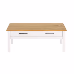 Tina - Table Basse Rectangulaire 1 Tiroir Bois Ciré et Blanc - Blanc
