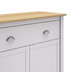 Altobuy - basco - Meuble d'Appoint 2 Portes 2 Tiroirs en Pin Massif Naturel et Blanc - Blanc