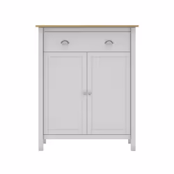 Altobuy - basco - Meuble d'Appoint 2 Portes 2 Tiroirs en Pin Massif Naturel et Blanc - Blanc - Vue supplémentaire 4