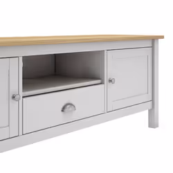 Altobuy - basco - Meuble tv 2 Portes 1 Tiroirs en Pin Massif Naturel et Blanc - Blanc