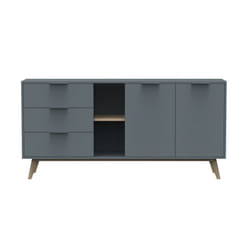 Canaca - Buffet 165cm 2 Portes 3 Tiroirs Scandinave mdf et Pin Massif Gris Vert - Vert