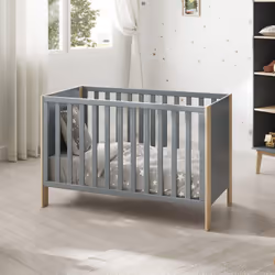 Altobuy - kaina - Lit Bébé 60x120cm mdf et Pin Coloris Gris Vert et Naturel - Vert